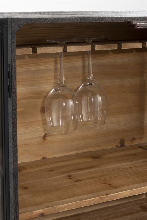 Vitrina Bar 1 Cajón Madera Vidrio Negro