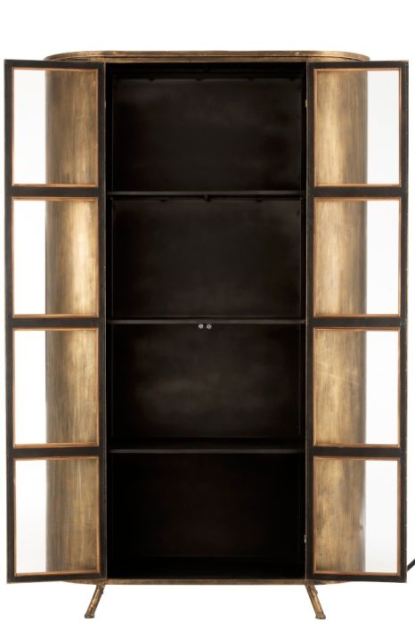 Vitrina Industrial Metal Dorado 2 Puertas Cristal 110 Cm