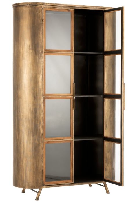 Vitrina Industrial Metal Dorado 2 Puertas Cristal 110 Cm