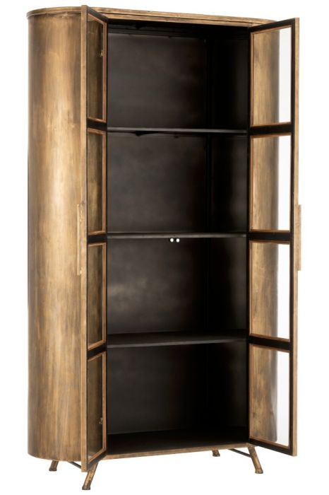 Vitrina Industrial Metal Dorado 2 Puertas Cristal 110 Cm