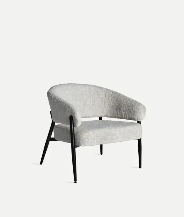 Sillón SERS Tejido Beige Metal Negro, 72 Cm