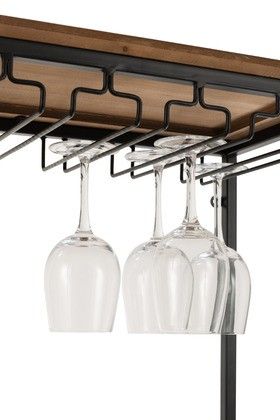 Armario Bar Madera/Metal Natural/Negro, 160 Cm
