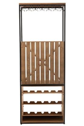 Armario Bar Madera/Metal Natural/Negro, 160 Cm
