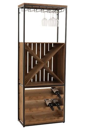 Armario Bar Madera/Metal Natural/Negro, 160 Cm