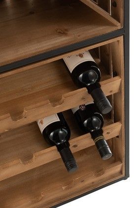 Armario Bar Madera/Metal Natural/Negro, 160 Cm