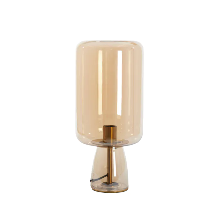 Lámpara Sobremesa Bronce Antiguo Cristal Ahumado, Ø16 Cm