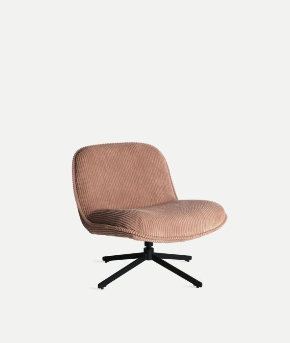 Sillón Giratorio GIGNAC Madera Pana Naranja Hierro, 76 Cm