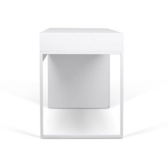 Escritorio Madera Reciclada Blanco Metal Cromado, 130 Cm