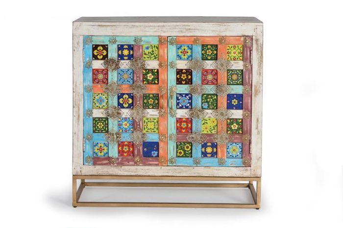 Aparador 2 Puertas Azulejos Multicolor, 90 Cm