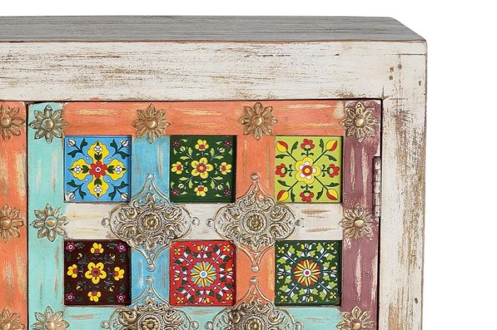 Aparador 2 Puertas Azulejos Multicolor, 90 Cm