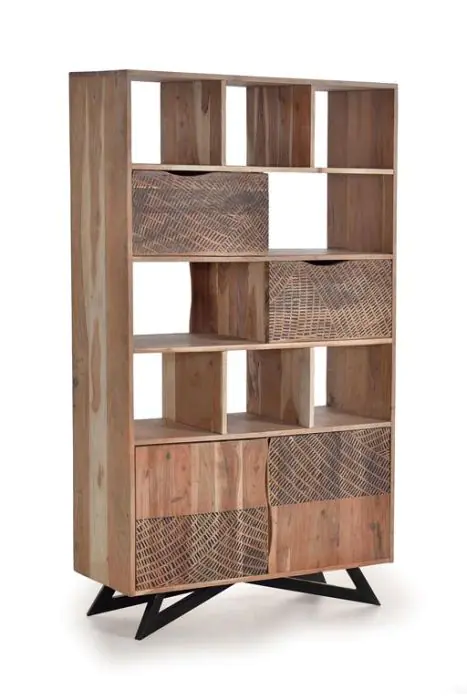 Librería Madera Natural 2 Cajones 2 Puertas, 180 Cm