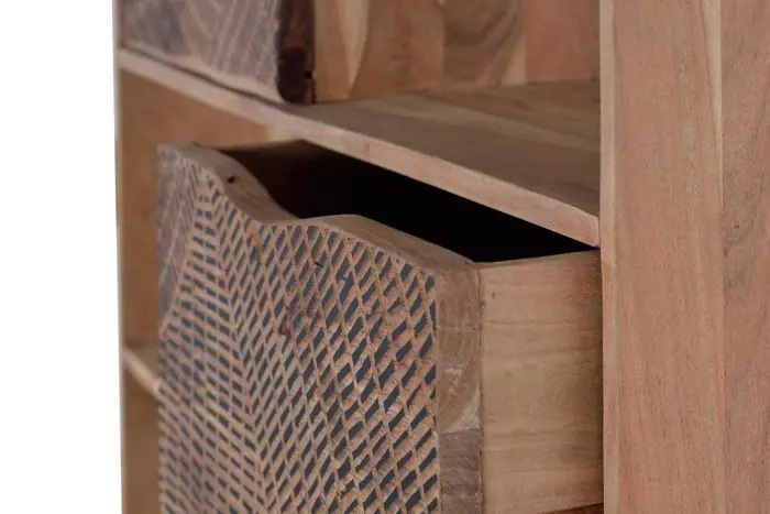 Librería Madera Natural 2 Cajones 2 Puertas, 180 Cm