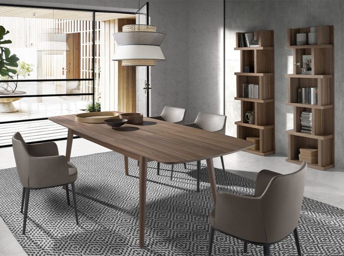 Mesa Comedor Extensible Madera Nogal, 180/220/260 Cm