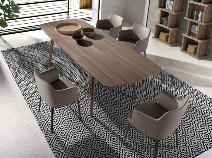 Mesa Comedor Extensible Madera Nogal, 180/220/260 Cm
