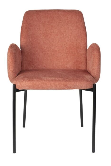 Silla comedor brazos tejido rosa hierro