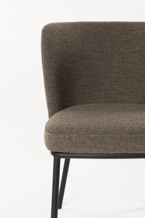 Silla Comedor Tejido Marrón Metal Negro, 53 Cm