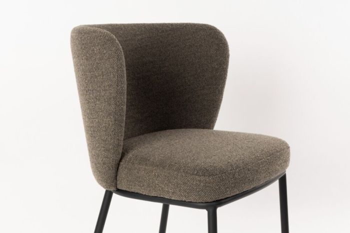 Silla Comedor Tejido Marrón Metal Negro, 53 Cm