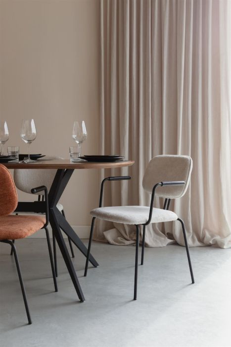 Silla Comedor Brazos Tejido Terracota Hierro, 52 Cm