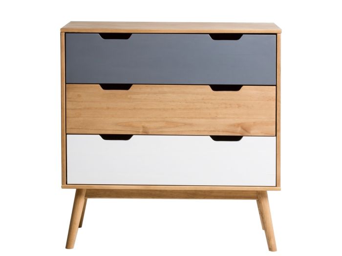 Cajonera cusco madera blanco gris 3 cajones