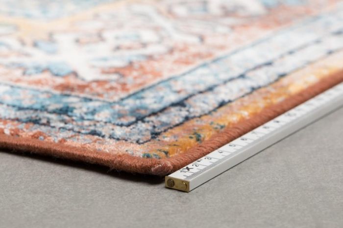 Alfombra Diseño Étnico Tejido Naranja Azul, 240 Cm