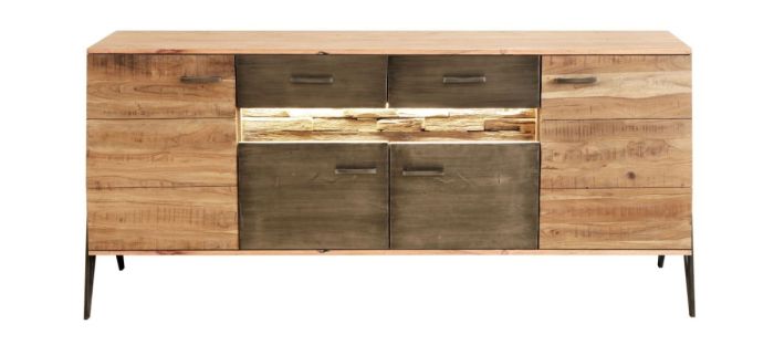 Aparador Hudson Luz Led Madera Acacia Metal, 175 Cm