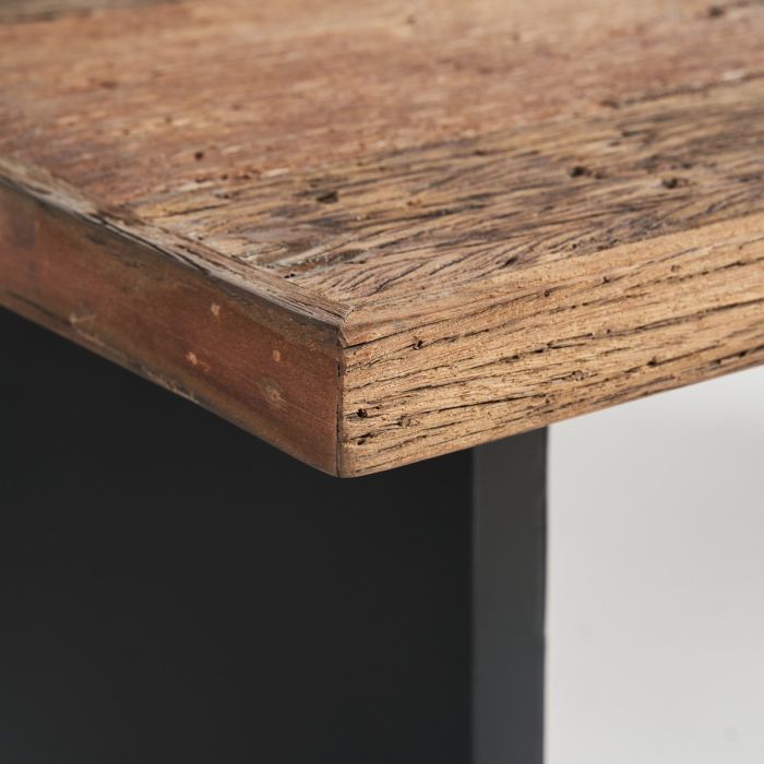 Mesa de Comedor Rectangular Uzor Estilo Industrial Diseño Vintage Negro Hierro, 200 Cm
