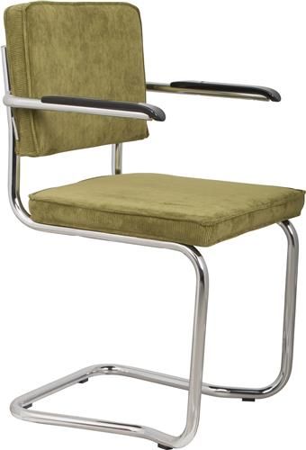 Silla Con Brazos Ridge Kink Tejido Verde Acero Cromado, 60 Cm