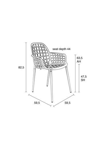 Sillón Albert Aluminio Recubrimiento Polvo, 82,5 Cm