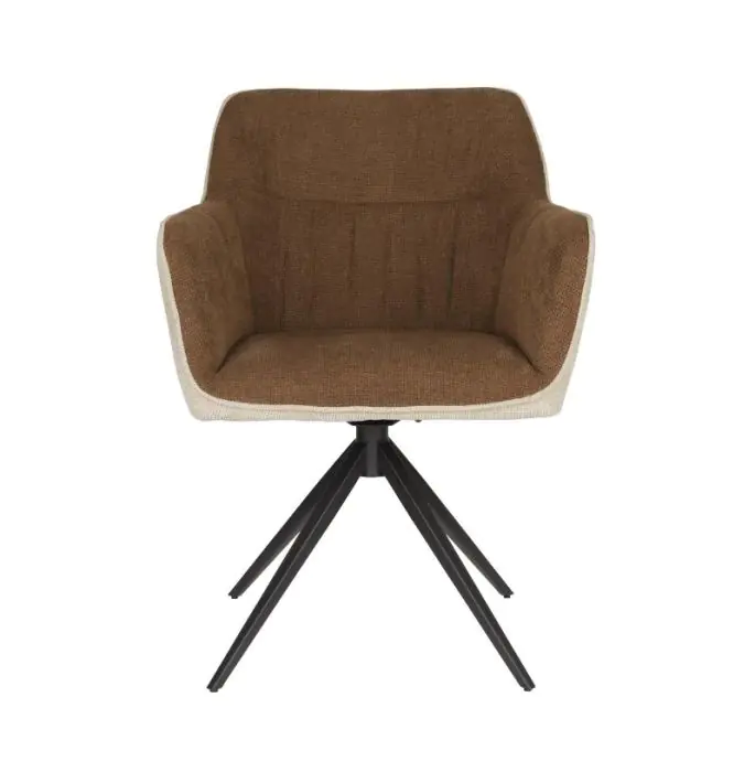 Silla Giratoria Tejido Beige Marrón Hierro, 63 Cm