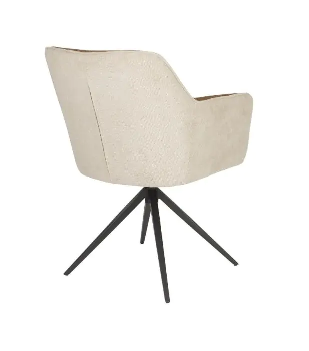Silla Giratoria Tejido Beige Marrón Hierro, 63 Cm