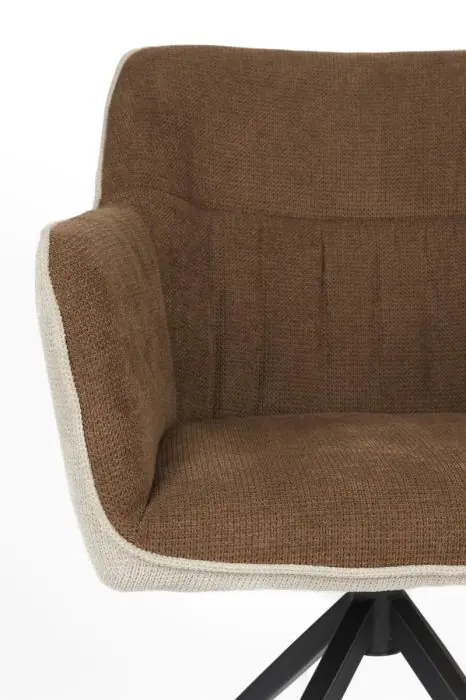Silla Giratoria Tejido Beige Marrón Hierro, 63 Cm