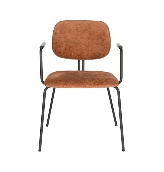 Silla Comedor Brazos Tejido Terracota Hierro, 52 Cm