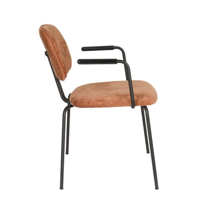 Silla Comedor Brazos Tejido Terracota Hierro, 52 Cm