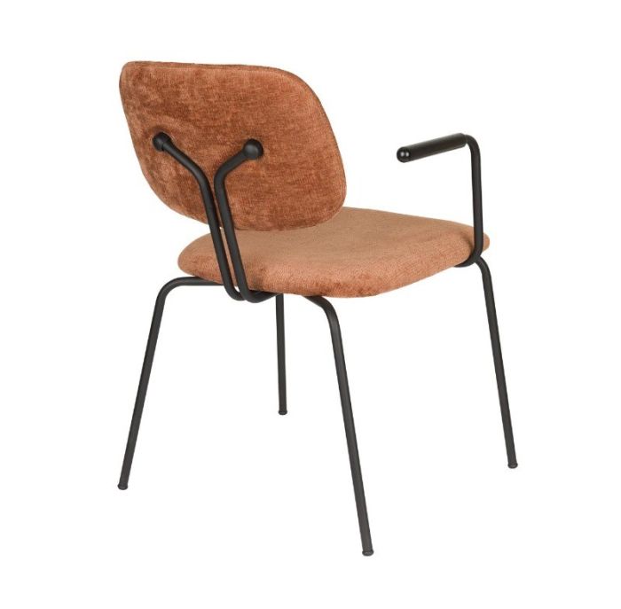 Silla Comedor Brazos Tejido Terracota Hierro, 52 Cm
