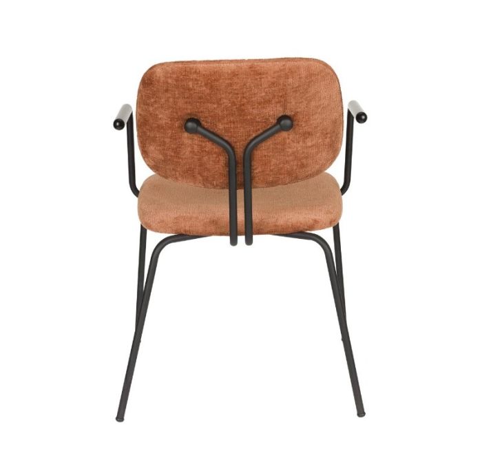 Silla Comedor Brazos Tejido Terracota Hierro, 52 Cm
