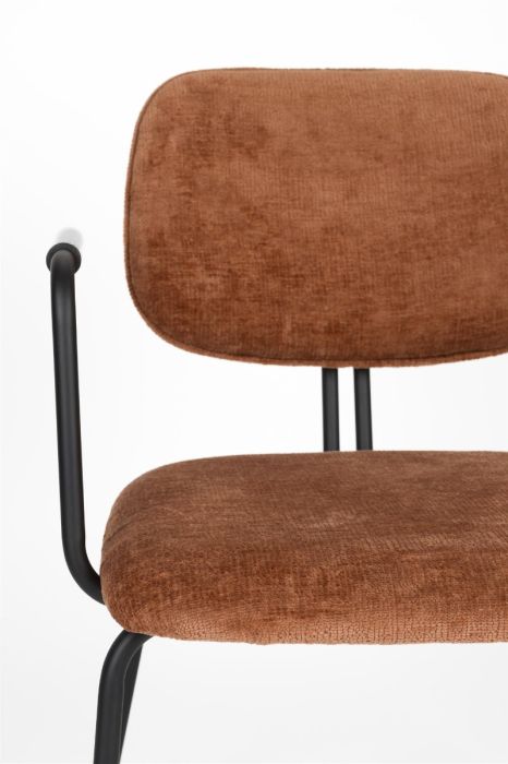 Silla Comedor Brazos Tejido Terracota Hierro, 52 Cm