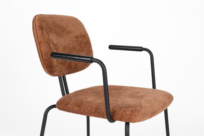 Silla Comedor Brazos Tejido Terracota Hierro, 52 Cm
