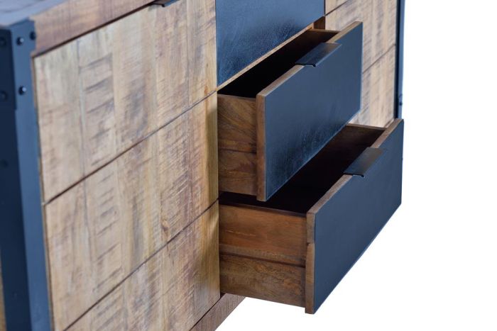 Aparador Madera Mango Natural Negro, 180 Cm