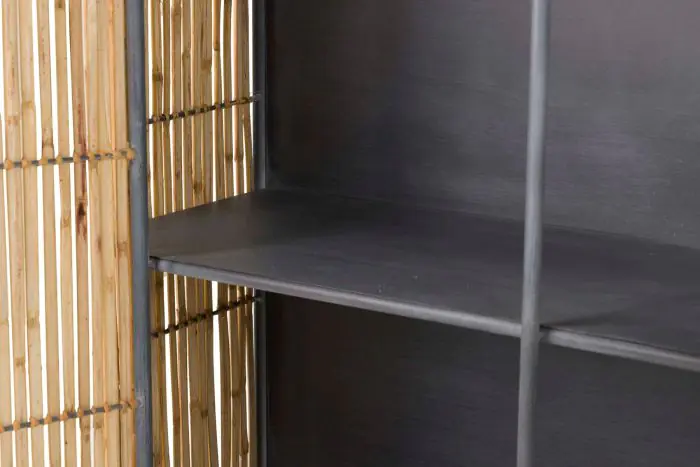 Librería Metal Bambú 3 Puertas 5 Huecos, 186 Cm