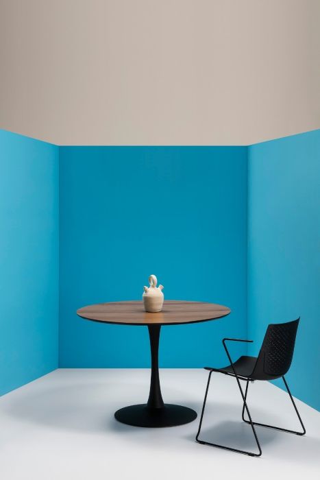 Mesa Comedor Redonda Moderna Negro, Salón 110 CM