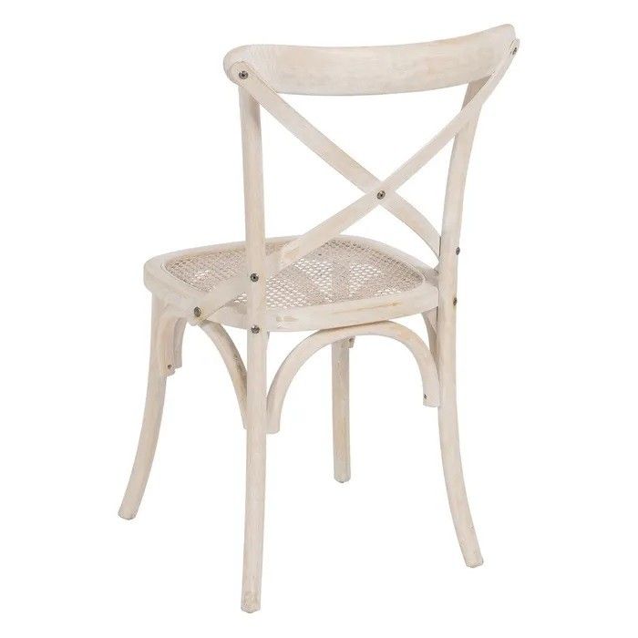 Silla Blanco Rozado Ratán Madera Olmo, 45 Cm
