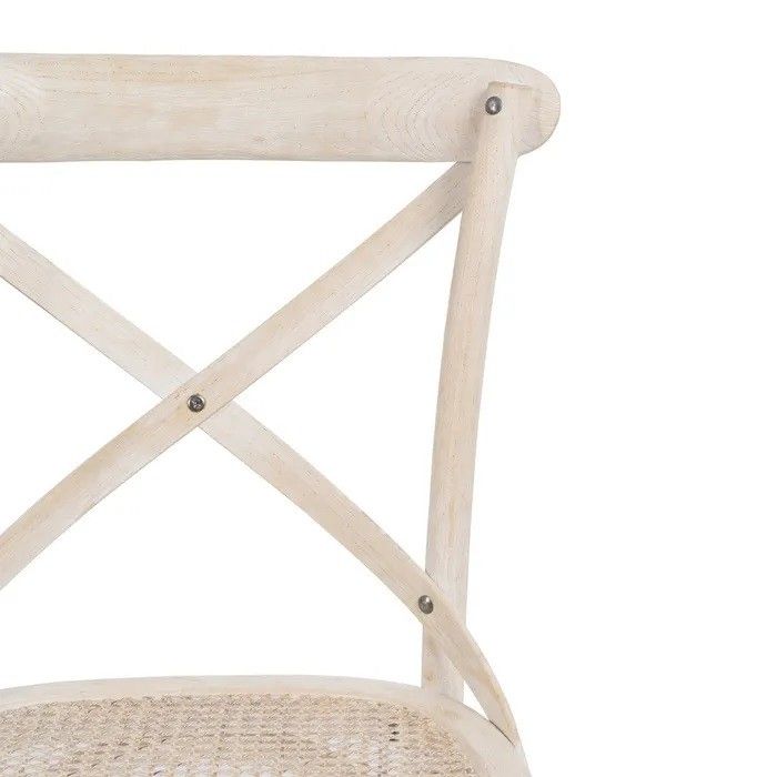 Silla Blanco Rozado Ratán Madera Olmo, 45 Cm