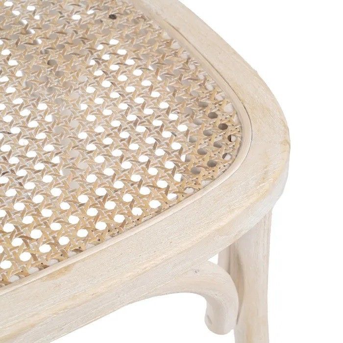 Silla Blanco Rozado Ratán Madera Olmo, 45 Cm
