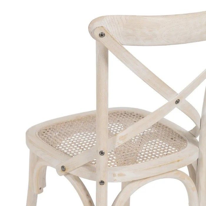 Silla Blanco Rozado Ratán Madera Olmo, 45 Cm