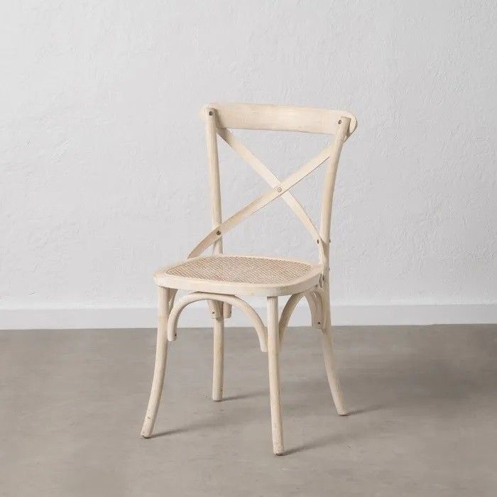 Silla Blanco Rozado Ratán Madera Olmo, 45 Cm
