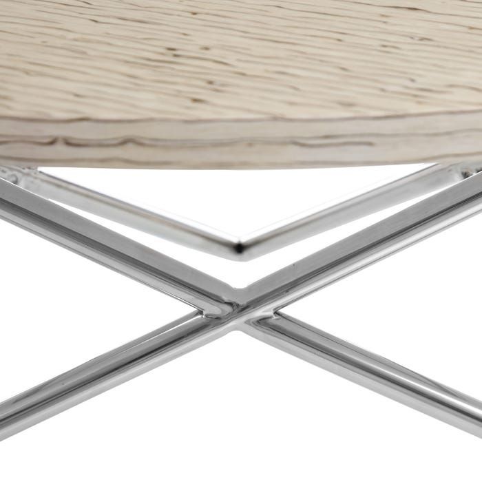 Mesa centro redonda Calasparra madera crema acero plata