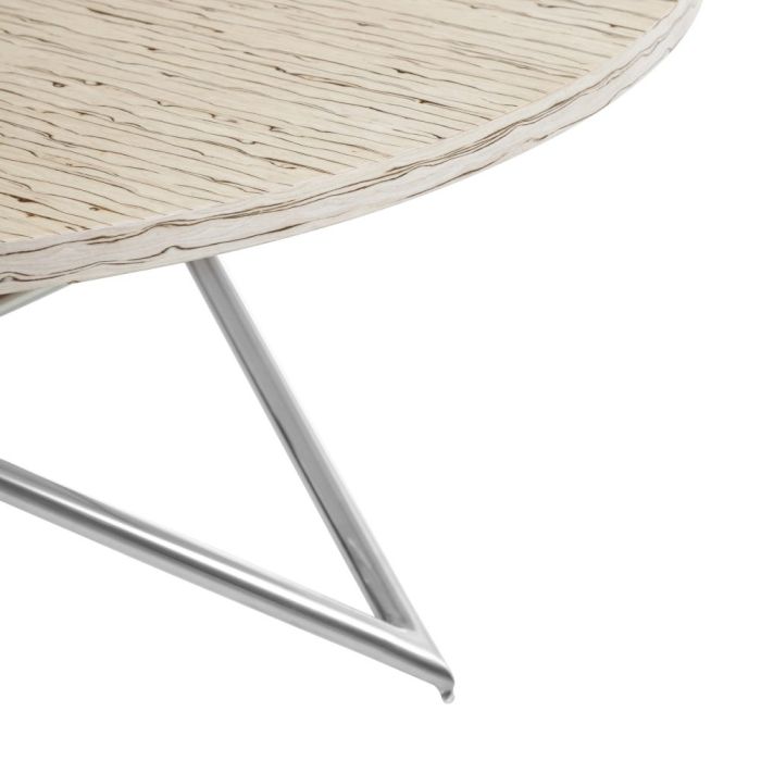 Mesa centro redonda Calasparra madera crema acero plata