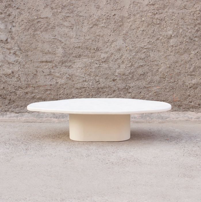 Mesa Centro Blanco Efecto Cemento, 140 Cm