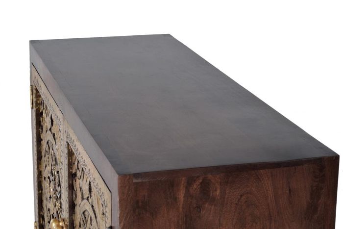 Aparador Madera Mango Tallado Artesanal Pan de Oro, 110 Cm