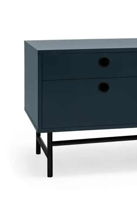 Mueble TV Diseño Punteado Metal Negro Azulado, 180 Cm